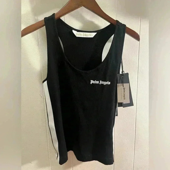 NWT Palm Angels TRAINING TRACK TANK TOP Black White S - Picture 7 of 10